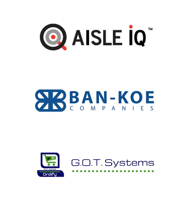 Our partner logos: Aisle IQ, Ban-Koe Companies, G.O.T. Systems